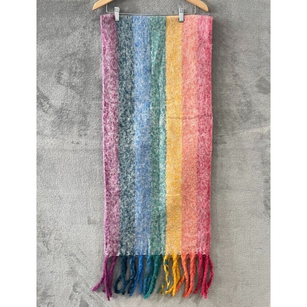 Wamsoft Women's Knitted Rainbow Scarf Chunky Knit Colorful Oversized 16" x 74"